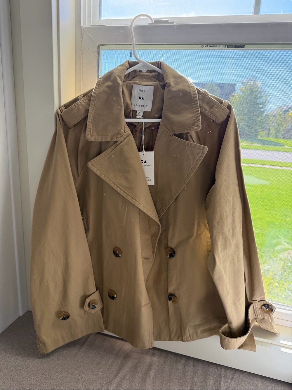Classic Khaki Double-Breasted Trench Coat - Free Assembly
